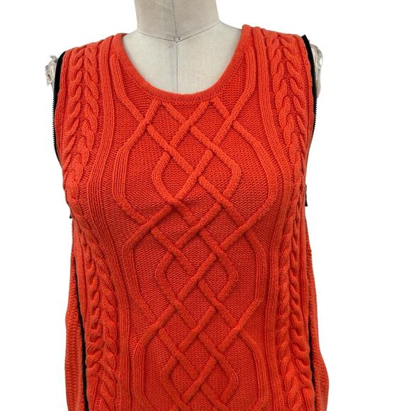 Sachin & Babi Orange Cable Knit Side Zip Sweater Vest Sleeveless Size‎ Small - Picture 2 of 11